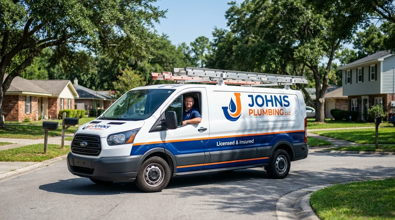 Johns Plumbing LLC service van in Quanah, TX