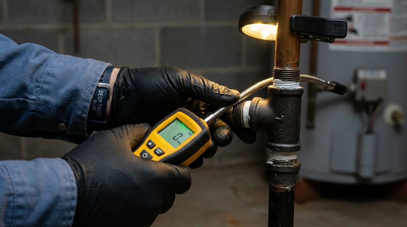 Gas leak detection with electronic sniffer by Johns Plumbing LLC in Quanah