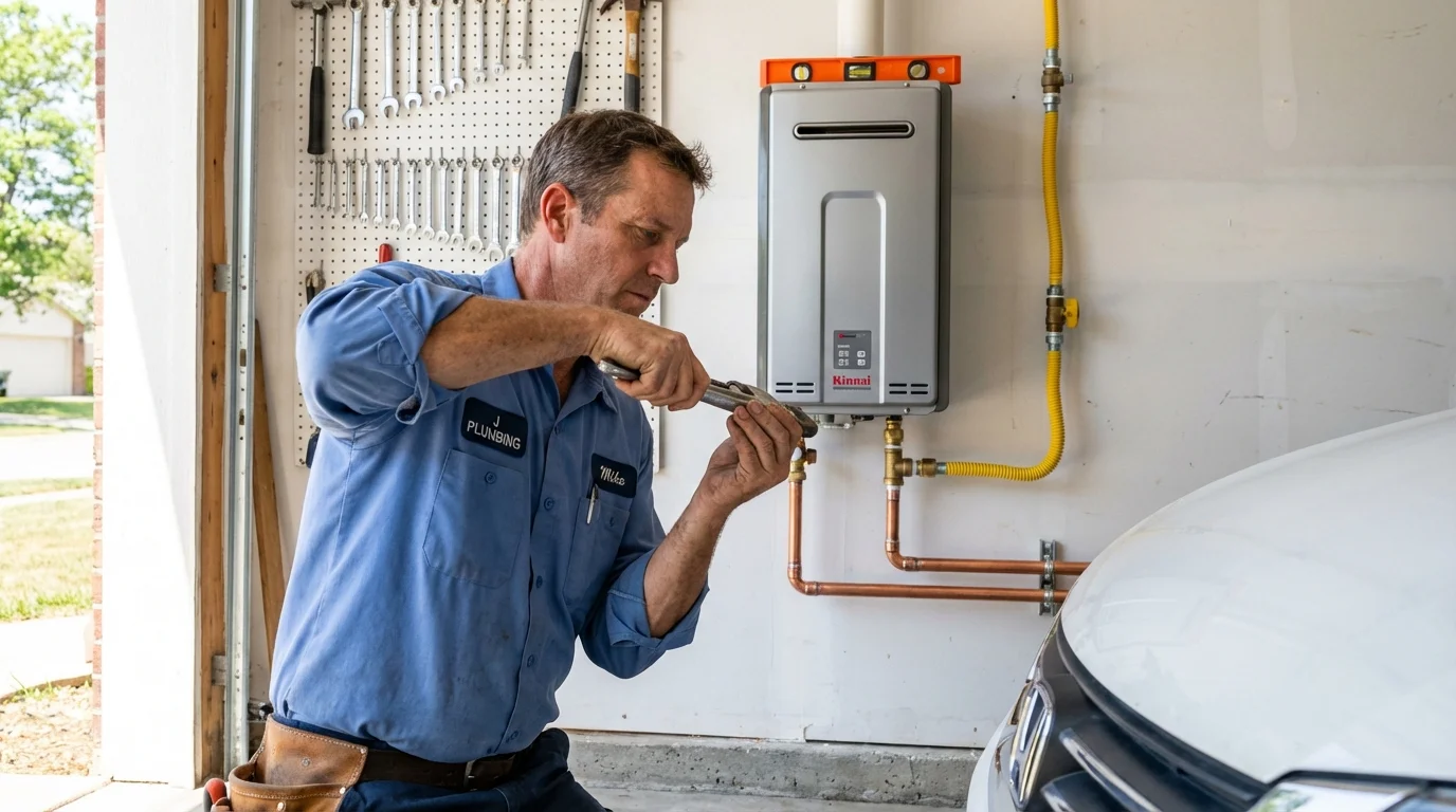 Tankless water heater installation by a Johns Plumbing LLC plumber in Quanah